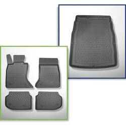 Set: TPE automatten + kofferbakmat voor BMW 5 F10 Limousine (03.2010-2013) - Aristar - Cool liner - X-drive; afstand tussen de rails van de voorstoelen (achter) 415 mm