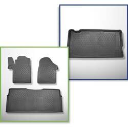 Set: TPE automatten + kofferbakmat voor Mercedes-Benz Vito W447 Bestelwagen (10.2014-....) - Aristar - Cool liner - achter de derde zitrij; Lange versie (wielbasis 3200 mm, voertuiglengte 5140 mm)