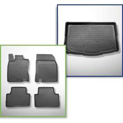 Set: TPE automatten + kofferbakmat voor Nissan Qashqai II Crossover (02.2014-05.2021) - Aristar - Cool liner - onderste bagageruimte; onderste bagageruimte: met reparatieset (Acenta & Tekna) & alle modellen (Visia); met volledig reservewiel; zonder dubbel