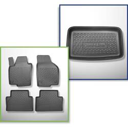 Set: TPE automatten + kofferbakmat voor Seat Alhambra II Bestelwagen (09.2010-03.2022) - Aristar - Cool liner - 7 zitplaatsen; derde rij omhoog (naar de ruimte achter de derde zitrij), vloermatten zonder derde zitrij