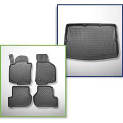 Set: TPE automatten + kofferbakmat voor Volkswagen Golf VI Hatchback (04.2009-09.2012) - Aristar - Cool liner - de achterste zitrij wordt naar de achterste positie verplaatst; bovenste bagageruimte