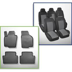 Set: TPE automatten + op maat gemaakte hoezen voor Volkswagen Sharan II Bestelwagen (09.2010-03.2022) - Elegance P-2 - 5 zitplaatsen; geen derde rij