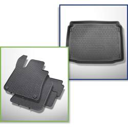 Set: rubberen automatten + koffeerbakmat voor Peugeot 308 II Hatchback (08.2013-11.2021) - Cool liner - onderste bagageruimte; met tijdelijk reservewiel of reparatieset