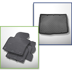 Set: rubberen automatten + koffeerbakmat voor Volkswagen Golf V Hatchback (10.2003-2008) - Guardliner - met volledig reservewiel en / of 4 wiel aandrijving (4 motion)