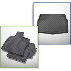 Set: rubberen automatten + koffeerbakmat voor Volkswagen Golf VIII (manual) Hatchback (12.2019-....) - Guardliner - onderste bagageruimte; schuifvloer in de laagste stand; met tijdelijk reservewiel of reparatieset