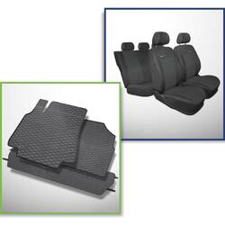 Set: rubberen automatten + op maat gemaakte hoezen voor Citroen Berlingo II Bestelwagen (2008-2018) - Elegance - P-1 - voor twee rijen van stoelen