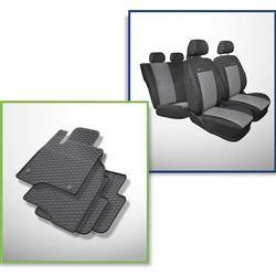 Set: rubberen automatten + op maat gemaakte hoezen voor Fiat Panda III Hatchback (2012-....) - Elegance - P-2 - 4 zitplaatsen