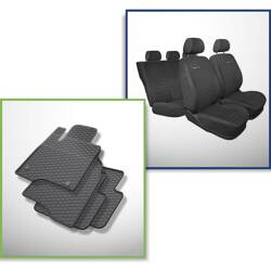 Set: rubberen automatten + op maat gemaakte hoezen voor Fiat Panda III Hatchback (2012-....) - Elegance - P-4 - 5 zitplaatsen