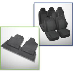 Set: rubberen automatten + op maat gemaakte hoezen voor Ford Galaxy I, II MPV (1995-2006) - Elegance - P-1 - 5 stoelen