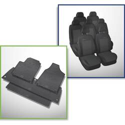 Set: rubberen automatten + op maat gemaakte hoezen voor Ford Galaxy I, II MPV (1995-2006) - Elegance - P-1 - 7 stoelen