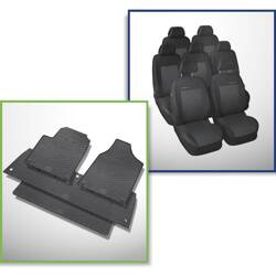 Set: rubberen automatten + op maat gemaakte hoezen voor Ford Galaxy I, II MPV (1995-2006) - Elegance - P-3 - 7 stoelen