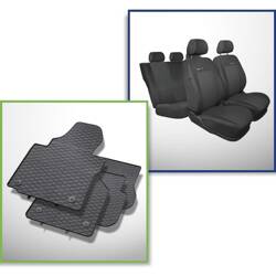 Set: rubberen automatten + op maat gemaakte hoezen voor Volkswagen Caddy III Cargo (2004-2015) - Elegance - P-3 - voor twee rijen van stoelen