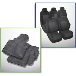 Set: rubberen automatten + op maat gemaakte hoezen voor Volkswagen Touran MPV (2003-2010) - Elegance - P-3