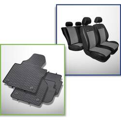 Set: rubberen automatten + op maat gemaakte hoezen voor Volkswagen Touran MPV (2003-2010) - Premium