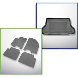 Set: velours automatten + kofferbakmatten voor Chevrolet Lacetti (2004-2009) 5 deuren - Standard