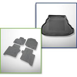 Set: velours automatten + kofferbakmatten voor Honda City V (2009-2011) 4 deuren - Standard