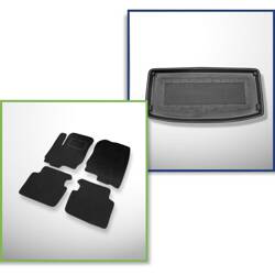 Set: velours automatten + kofferbakmatten voor Mitsubishi Colt VI ZM (2004-10.2008) 5 deuren - Standard