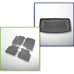 Set: velours automatten + kofferbakmatten voor Mitsubishi Colt VI ZM (2004-10.2008) 5 deuren - Standard