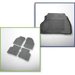 Set: velours automatten + kofferbakmatten voor Nissan Primera II P11 (1997-2001) 4 deuren - Standard