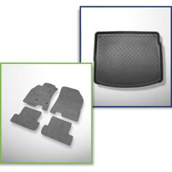 Set: velours automatten + kofferbakmatten voor Renault Megane III (06.2009-08.2016) 5 deuren - Guardliner - zonder uitsparingen