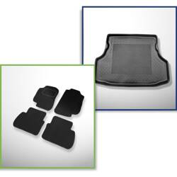 Set: velours automatten + kofferbakmatten voor Saab 9-5 I (1998-2009) 4 deuren - Standard