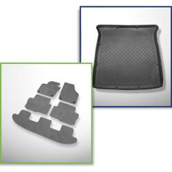 Set: velours automatten + kofferbakmatten voor Seat Alhambra II (09.2010-2020) 5 deuren - Guardliner - 7 stoelen; derde rij verlaagd