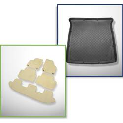 Set: velours automatten + kofferbakmatten voor Seat Alhambra II (09.2010-2020) 5 deuren - Guardliner - 7 stoelen; derde rij verlaagd