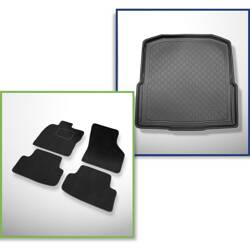 Set: velours automatten + kofferbakmatten voor Skoda Octavia III 5E (05.2013-2019) 5 deuren - Guardliner - onderste bagageruimte (zonder multifunctionele vloer)