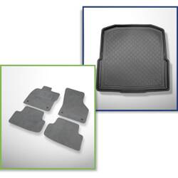 Set: velours automatten + kofferbakmatten voor Skoda Octavia III 5E (05.2013-2019) 5 deuren - Guardliner - onderste bagageruimte (zonder multifunctionele vloer)