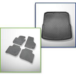 Set: velours automatten + kofferbakmatten voor Skoda Superb II 3T (11.2009-08.2015) 5 deuren - Guardliner - voor de onderste en bovenste bagageruimte