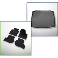 Set: velours automatten + kofferbakmatten voor Volkswagen Golf V 1K Comfortline (10.2003-2008) 3 deuren, 5 deuren - Guardliner - met tijdelijk reservewiel of reparatieset