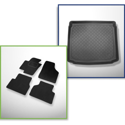 Set: velours automatten + kofferbakmatten voor Volkswagen Tiguan I (07.2007-04.2016) 5 deuren - Guardliner - onderste bagageruimte; met reparatieset