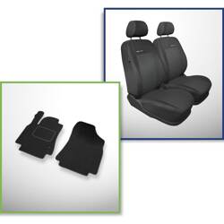 Set: velours automatten + op maat gemaakte autohoezen voor Citroen Berlingo II Bestelwagen (2008-2018) – Elegance P-3 - alleen de voorstoelen - twee enkele stoelen