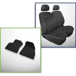 Set: velours automatten + op maat gemaakte autohoezen voor Citroen Nemo Bestelwagen (2007-2017) – Elegance P-4 - alleen de voorstoelen