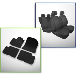 Set: velours automatten + op maat gemaakte autohoezen voor Dacia Dokker Bestelwagen (2012-2017) – Elegance P-3 - voor twee rijen van stoelen