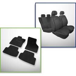 Set: velours automatten + op maat gemaakte autohoezen voor Skoda Octavia III Stationwagen, Liftback (2013-2019) – Elegance P-3 - hoes voor de armsteun achterzijde