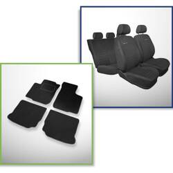 Set: velours automatten + op maat gemaakte autohoezen voor Volkswagen Bora Sedan, Variant (1998-2005) – Elegance P-4 - hoes voor de armsteun achterzijde