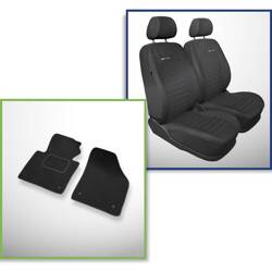 Set: velours automatten + op maat gemaakte autohoezen voor Volkswagen Caddy III Cargo (2004-2015) – Elegance P-4 - alleen de voorstoelen