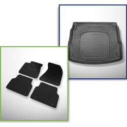 Set: vilten automatten + kofferbakmatten voor Audi A8 D4 (01.2010-09.2013) 4 deuren - Guardliner - lange versie; met tijdelijk reservewiel / reparatieset: voor boven- en onderste bagageruimte; ook voor de Quattro-versie