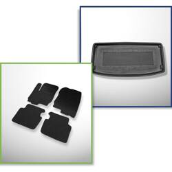 Set: vilten automatten + kofferbakmatten voor Mitsubishi Colt VI ZM (2004-10.2008) 5 deuren - Standard