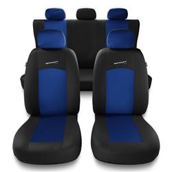 Universele autohoezen voor BMW 3 E30, E36, E46, E90, F30, G20, G21 (1982-2019) - autostoelhoezen - autostoelbeschermer set - Auto-Dekor - Sport Line - blauw