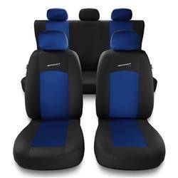 Universele autohoezen voor Volkswagen Passat B4, B5, B6, B7, B8 (1993-2019) - autostoelhoezen - autostoelbeschermer set - Auto-Dekor - Sport Line - blauw