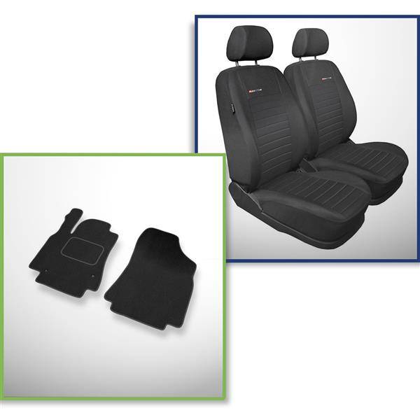 Set: velours automatten + op maat gemaakte autohoezen voor Citroen Berlingo II – Elegance - alleen voorstoelen - twee enkele stoelen | Carmager online winkel