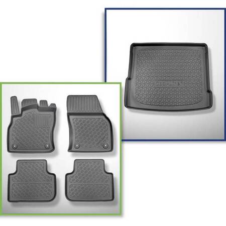 Set: TPE automatten + kofferbakmat voor Audi Q3 F3 SUV (08.2018-....) - Aristar - Cool liner - bovenste bagageruimte (gelijke laaddrempel); de schuifvloer in de hoogste stand; ook voor de Quattro-versie; ook met de TFSI e Plug-in Hybrid-aandrijving