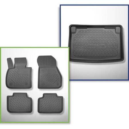 Set: TPE automatten + kofferbakmat voor BMW 2 F45 Active Tourer (09.2014-10.2021) - Aristar - Cool liner - op het handschoevenkastje onder de bagageruimtevloer