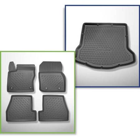 Set: TPE automatten + kofferbakmat voor Ford Focus III Sedan (05.2011-08.2018) - Aristar - Cool liner - met tijdelijk reservewiel of reparatieset