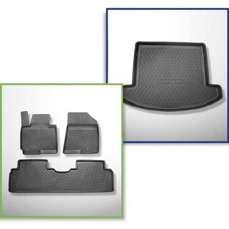 Set: TPE automatten + kofferbakmat voor Kia Carens IV MPV (04.2013-08.2019) - Aristar - Cool liner - 7 zitplaatsen; derde rij verlaagd