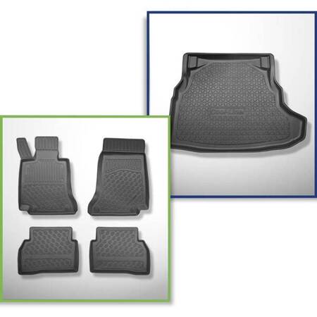 Set: TPE automatten + kofferbakmat voor Mercedes-Benz C Klas W205 Limousine (03.2014-11.2020) - Aristar - Cool liner - achterstoelen niet neerklapbaar (niet gedeeld)