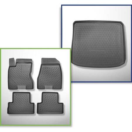 Set: TPE automatten + kofferbakmat voor Nissan X-Trail II T31 SUV (06.2007-07.2014) - Aristar - Cool liner - onderste bagageruimte