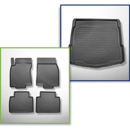 Set: TPE automatten + kofferbakmat voor Nissan X-Trail III T32 SUV (08.2014-....) - Aristar - Cool liner - 5 zitplaatsen; onderste bagageruimte (voor de schuifvloer); geen derde rij